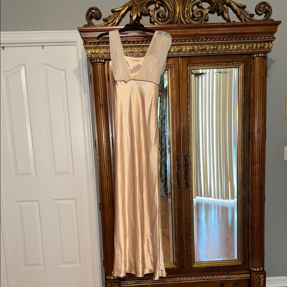 Gold Maxi Gown with Square Neck for Weddings